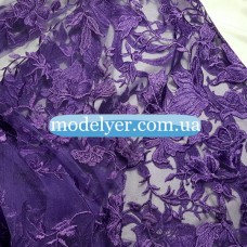 Ткань Сетка с вышивкой (фиолетовый)